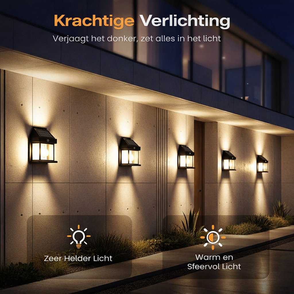 LunaGlow Sensor Light - Wandlamp op zonne-energie met bewegingssensor