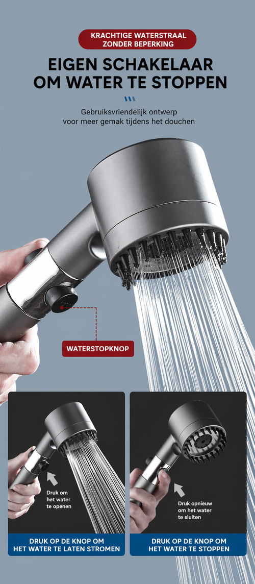 AquaForce Pro - Alles-in-één 4-in-1 douchekop voor comfort en verzorging