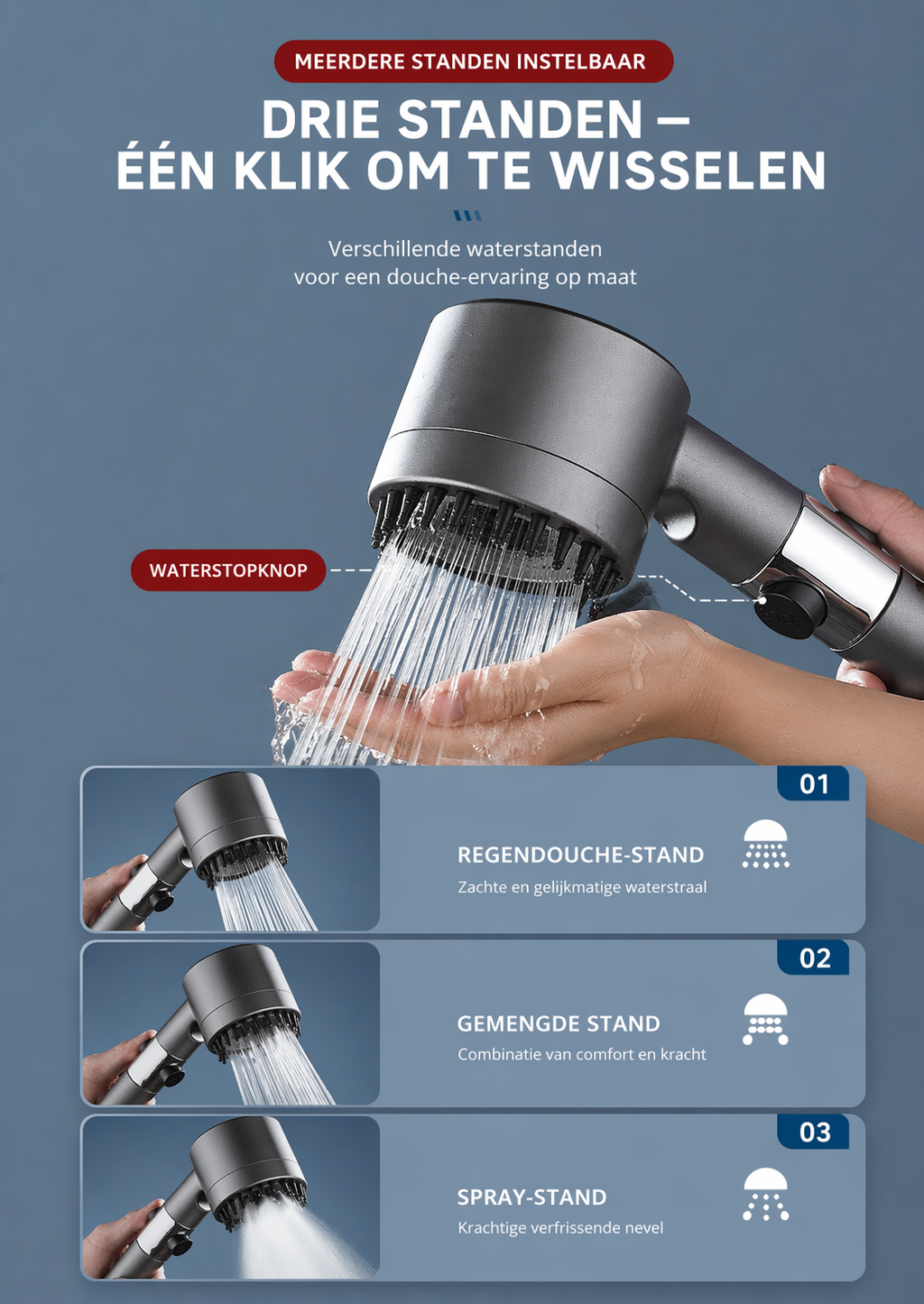 AquaForce Pro - Alles-in-één 4-in-1 douchekop voor comfort en verzorging