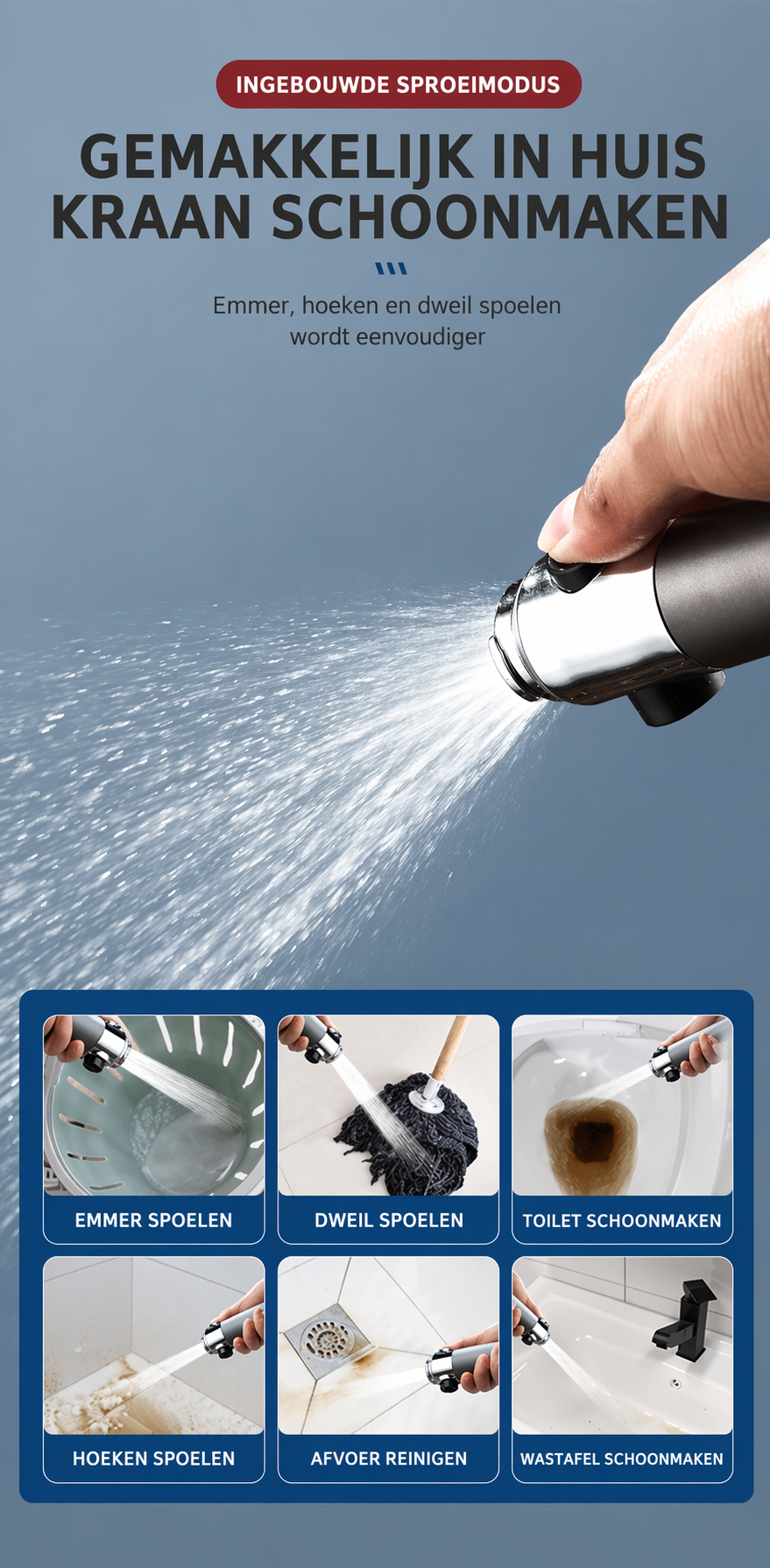 AquaForce Pro - Alles-in-één 4-in-1 douchekop voor comfort en verzorging