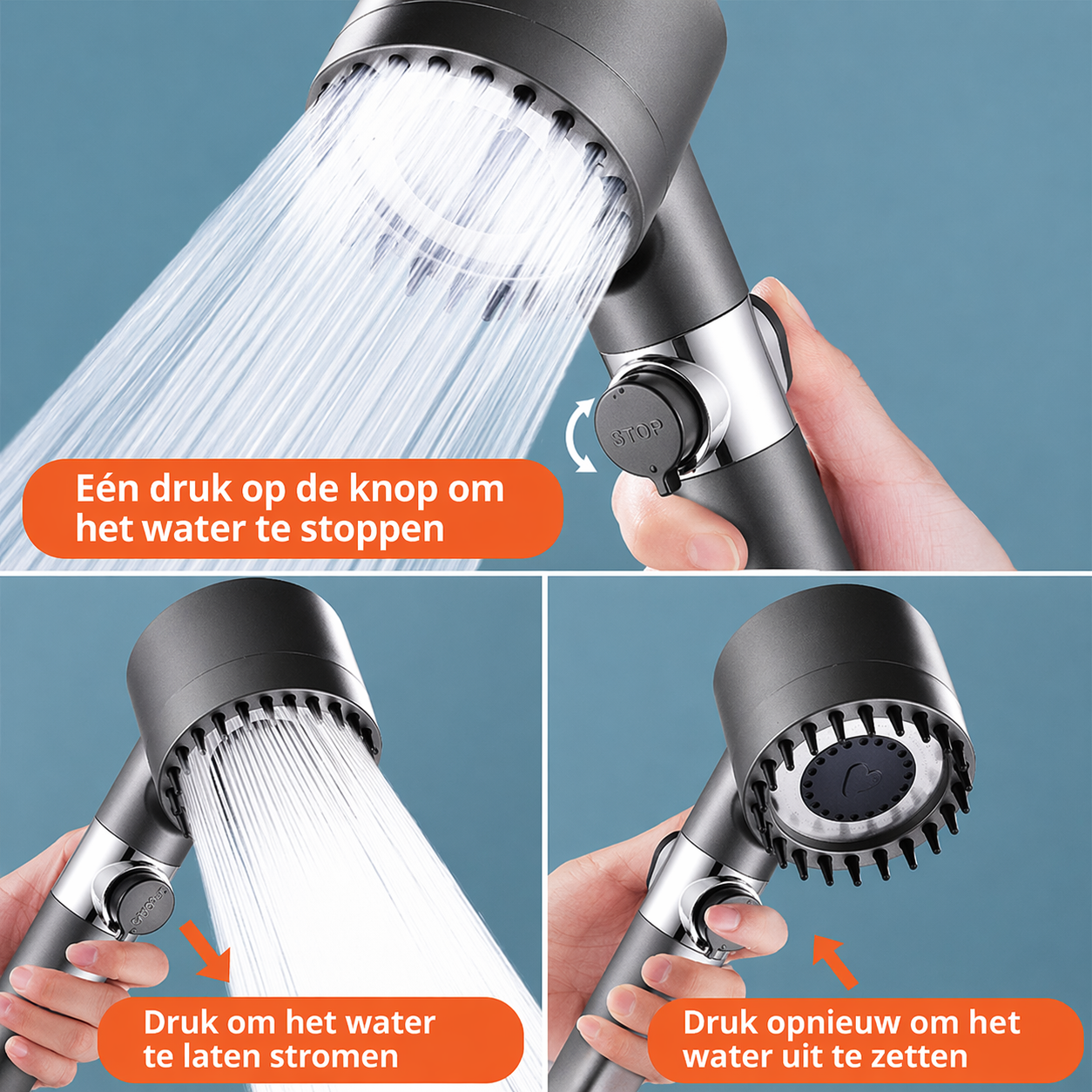 AquaForce Pro - Alles-in-één 4-in-1 douchekop voor comfort en verzorging