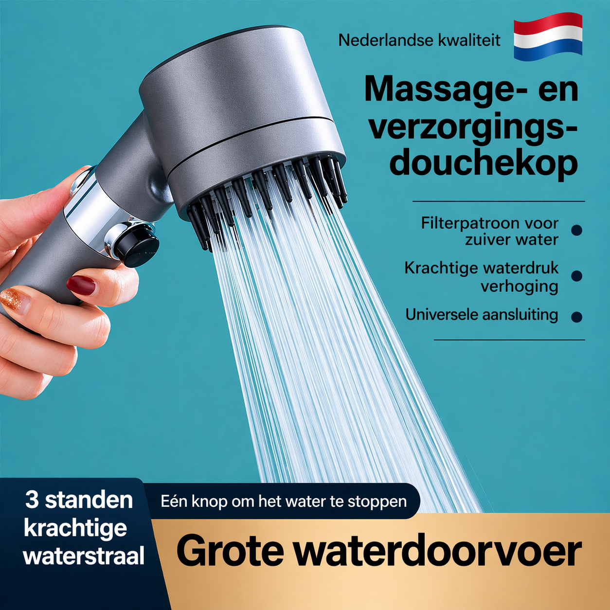 AquaForce Pro - Alles-in-één 4-in-1 douchekop voor comfort en verzorging