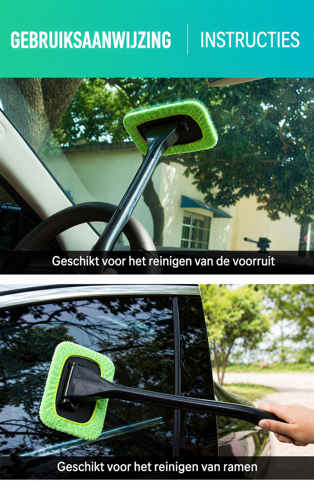 EasyReach Ruitenreiniger – uitschuifbaar en 180° draaibaar