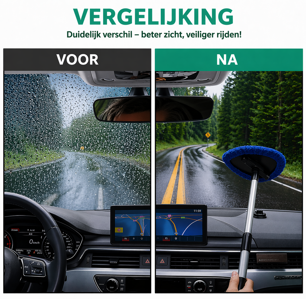 EasyReach Ruitenreiniger – uitschuifbaar en 180° draaibaar