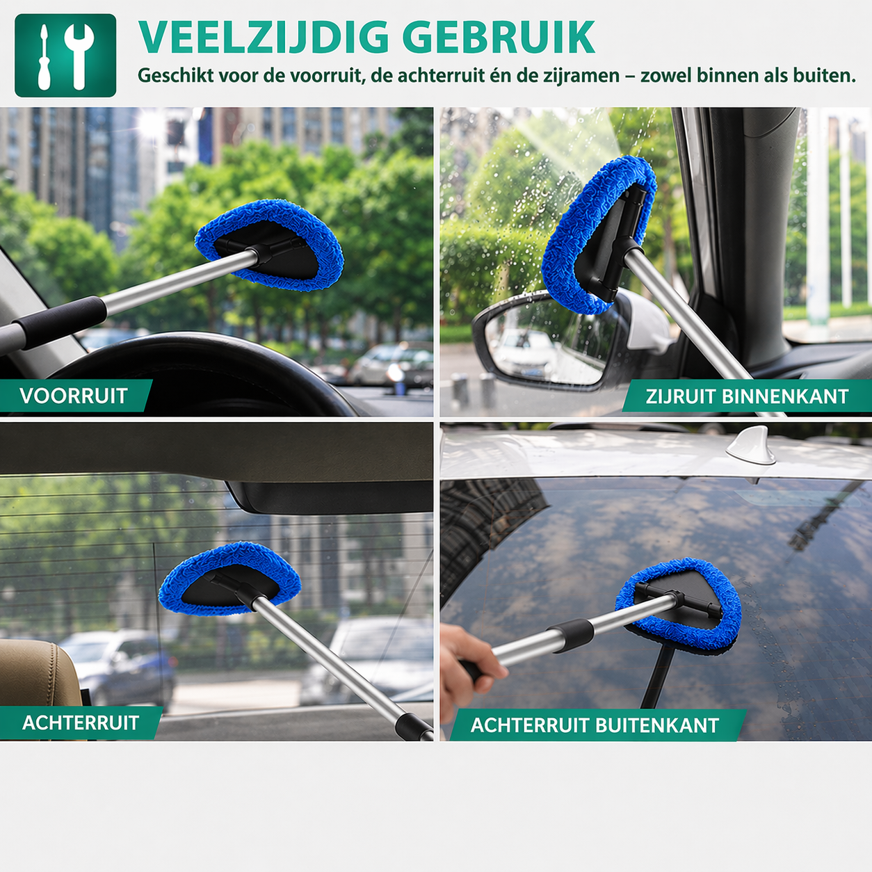 EasyReach Ruitenreiniger – uitschuifbaar en 180° draaibaar