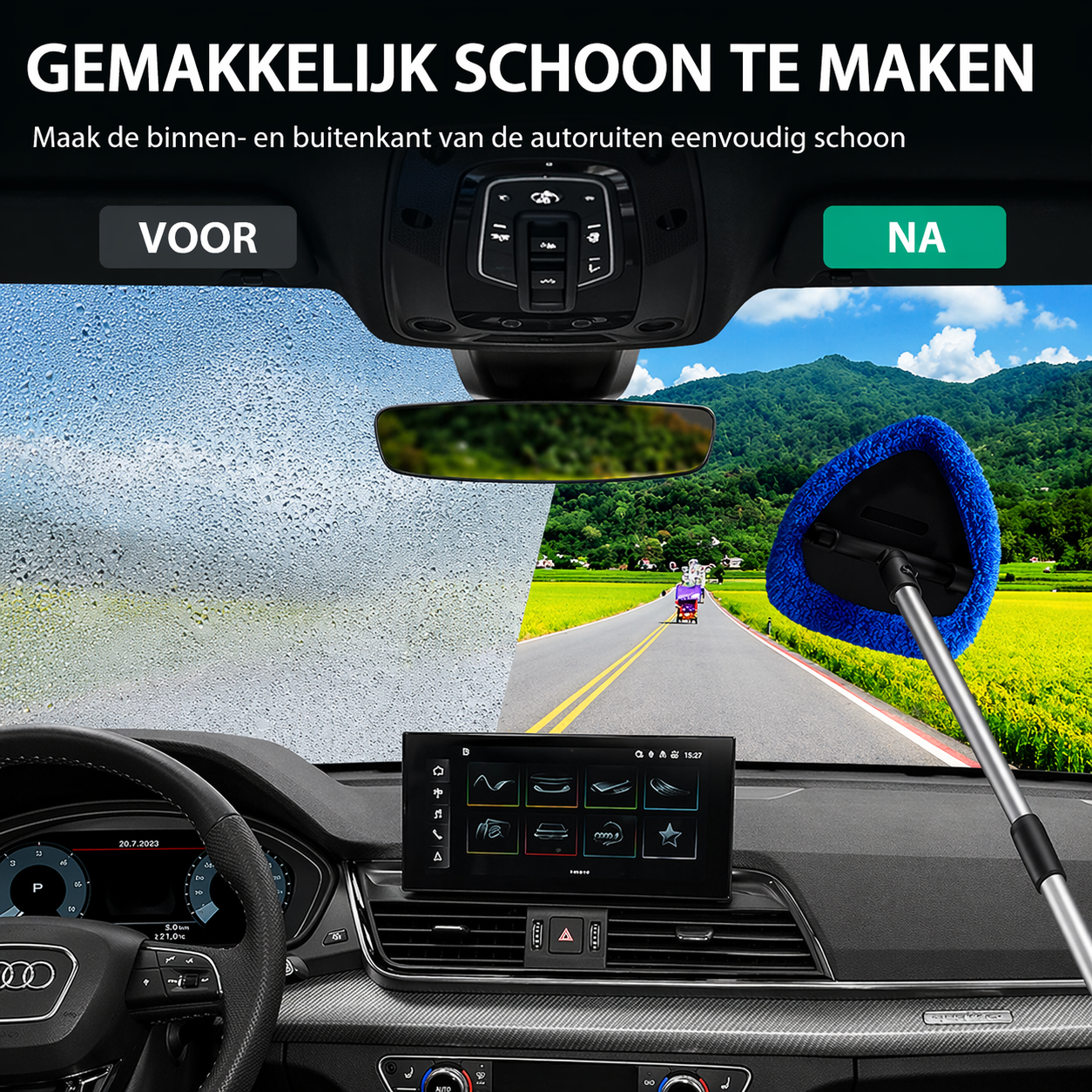 EasyReach Ruitenreiniger – uitschuifbaar en 180° draaibaar