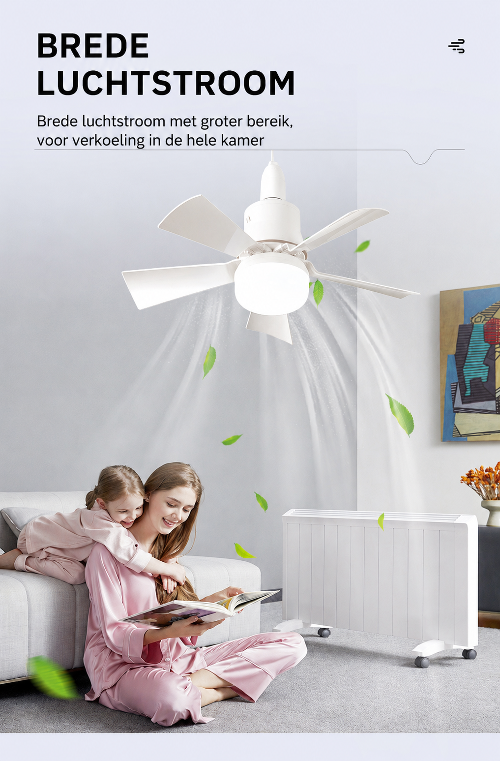AirGlow 2-in-1 Plafondventilator met Ingebouwde Lamp en Afstandsbediening