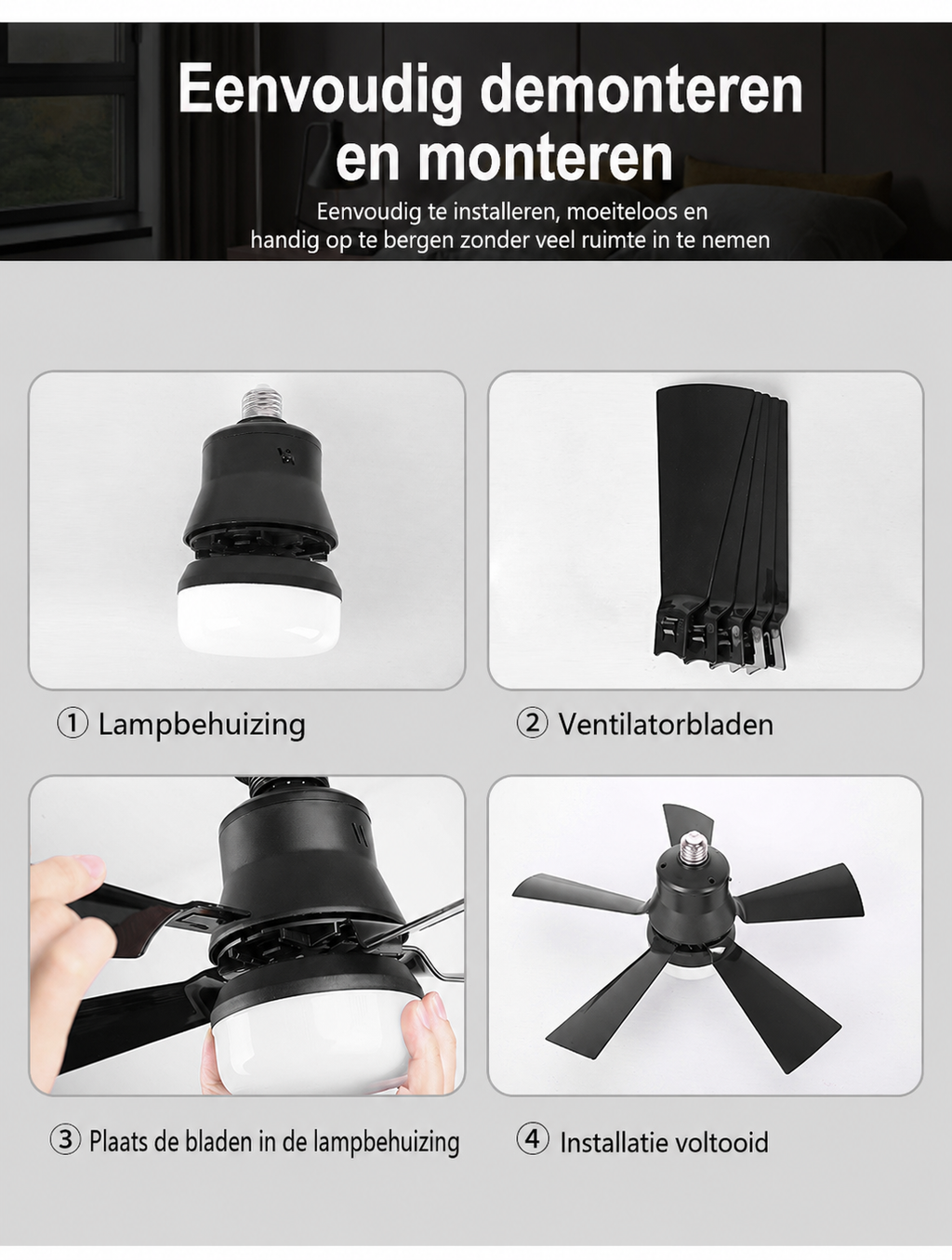 AirGlow 2-in-1 Plafondventilator met Ingebouwde Lamp en Afstandsbediening