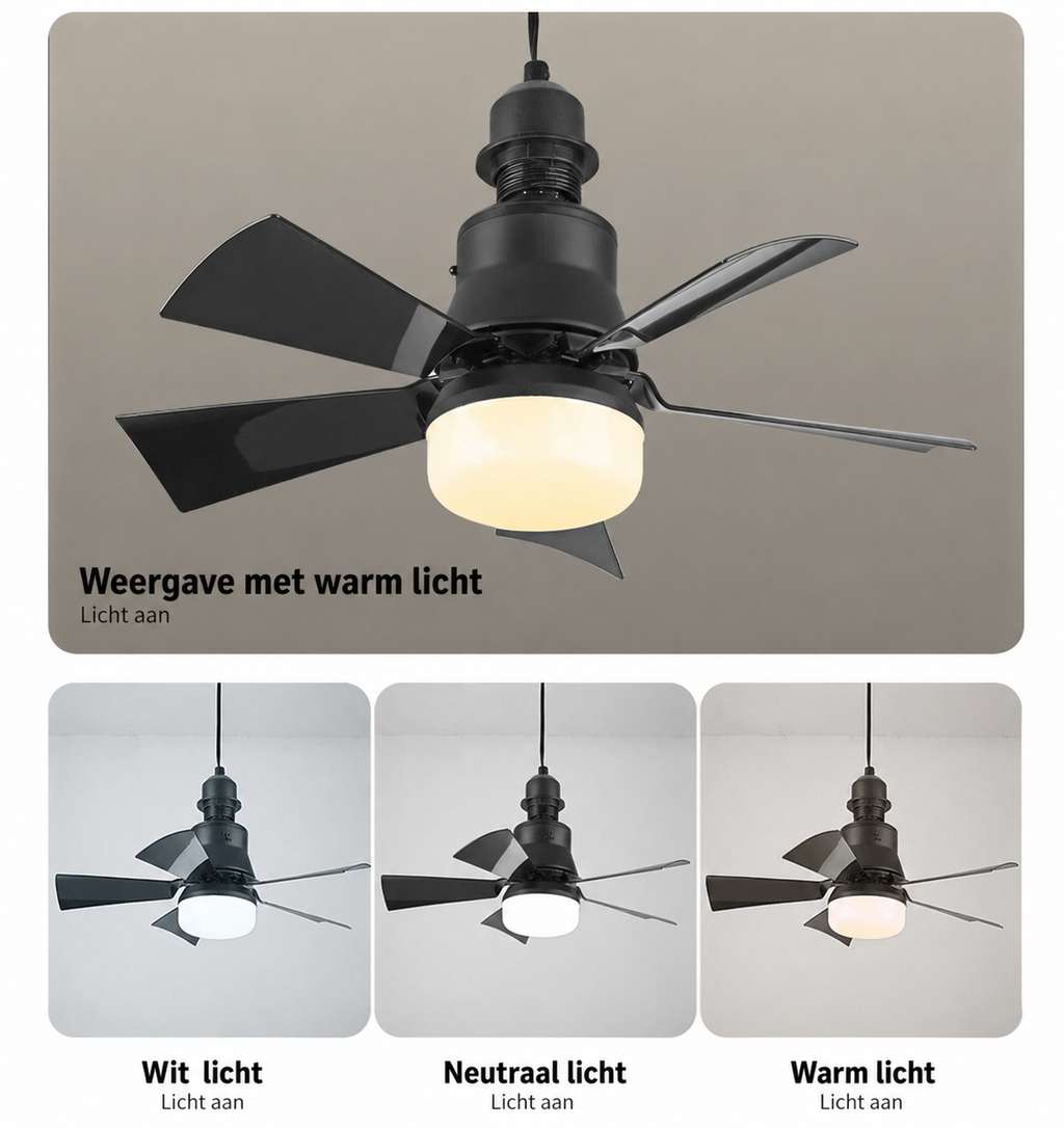 AirGlow 2-in-1 Plafondventilator met Ingebouwde Lamp en Afstandsbediening