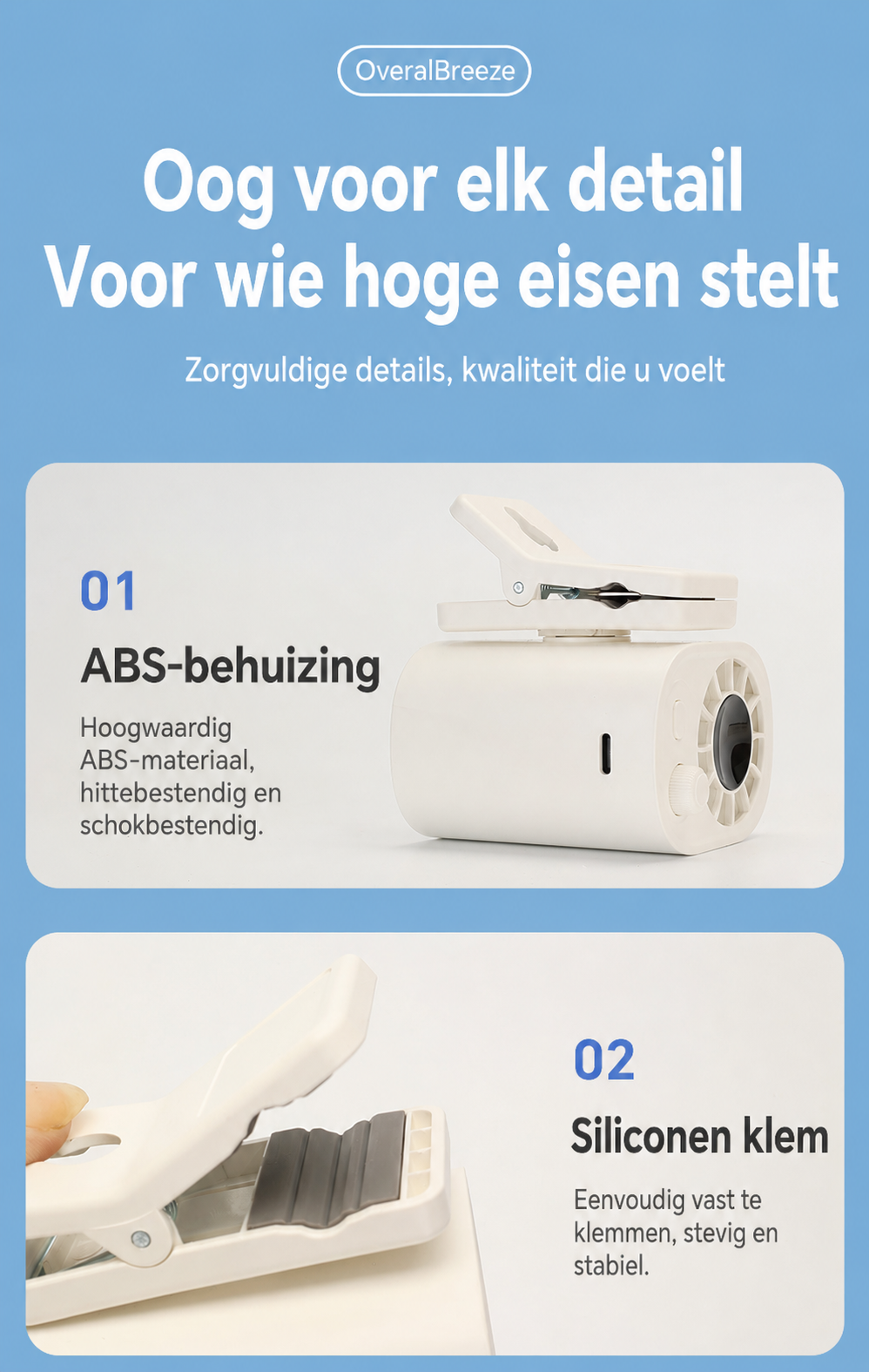 OveralBreeze ❄️ Handsfree Persoonlijke Koelventilator met LED-display