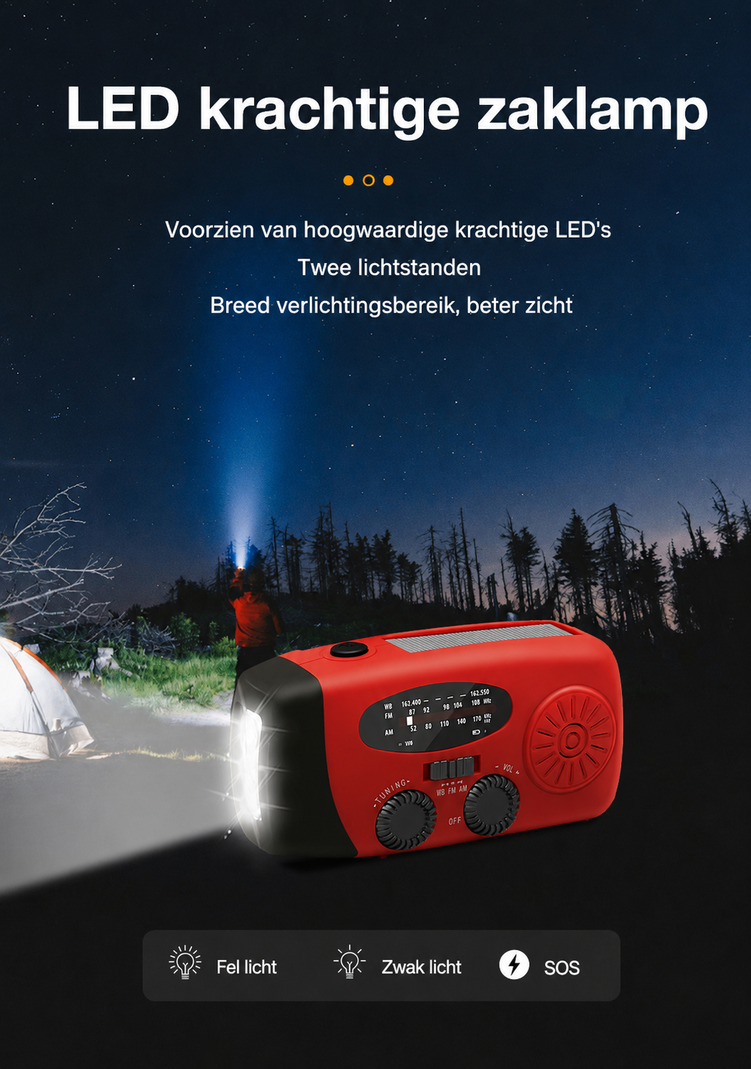 CrisisKlaar — Radio, zaklamp en powerbank in één