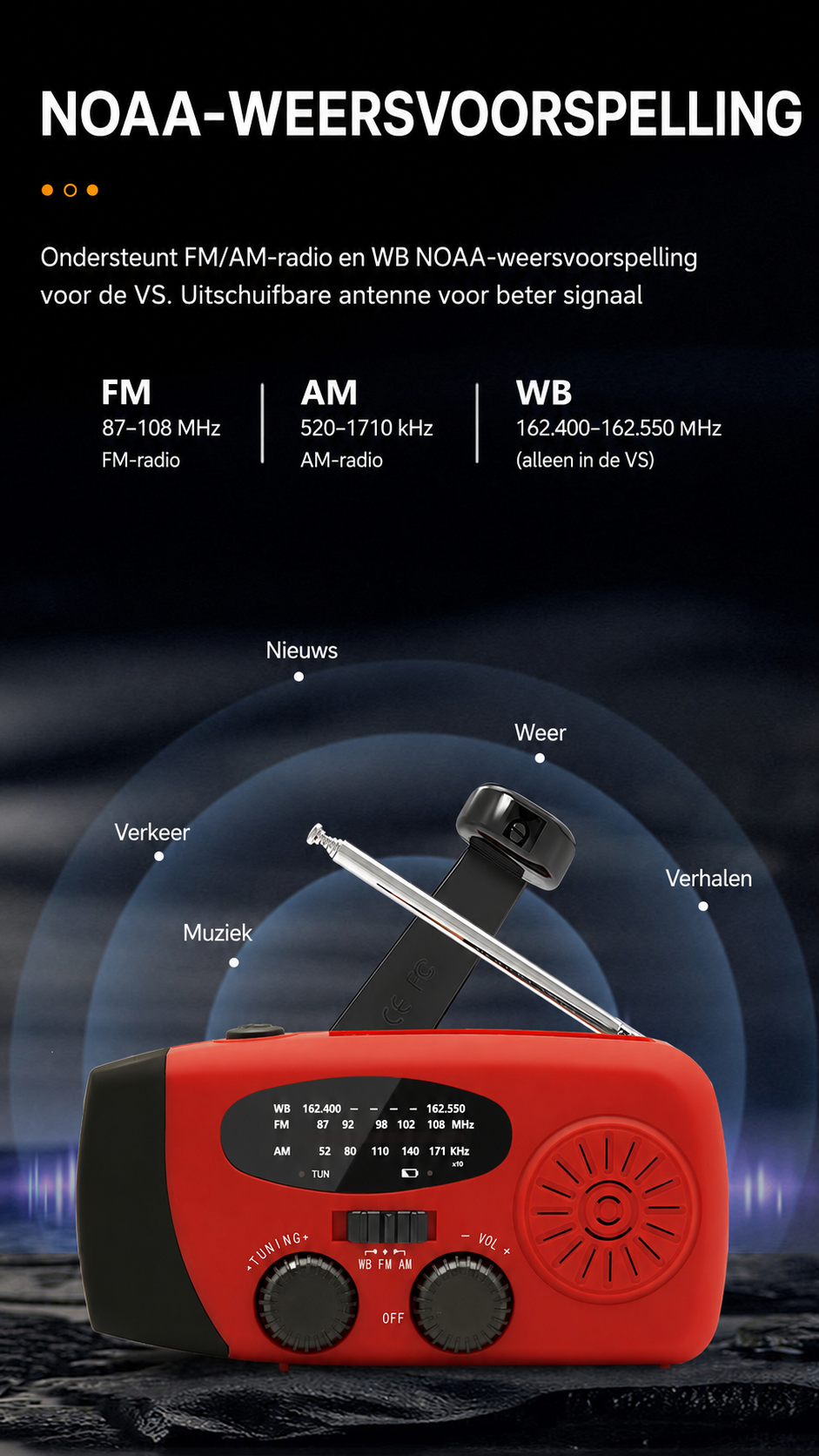 CrisisKlaar — Radio, zaklamp en powerbank in één