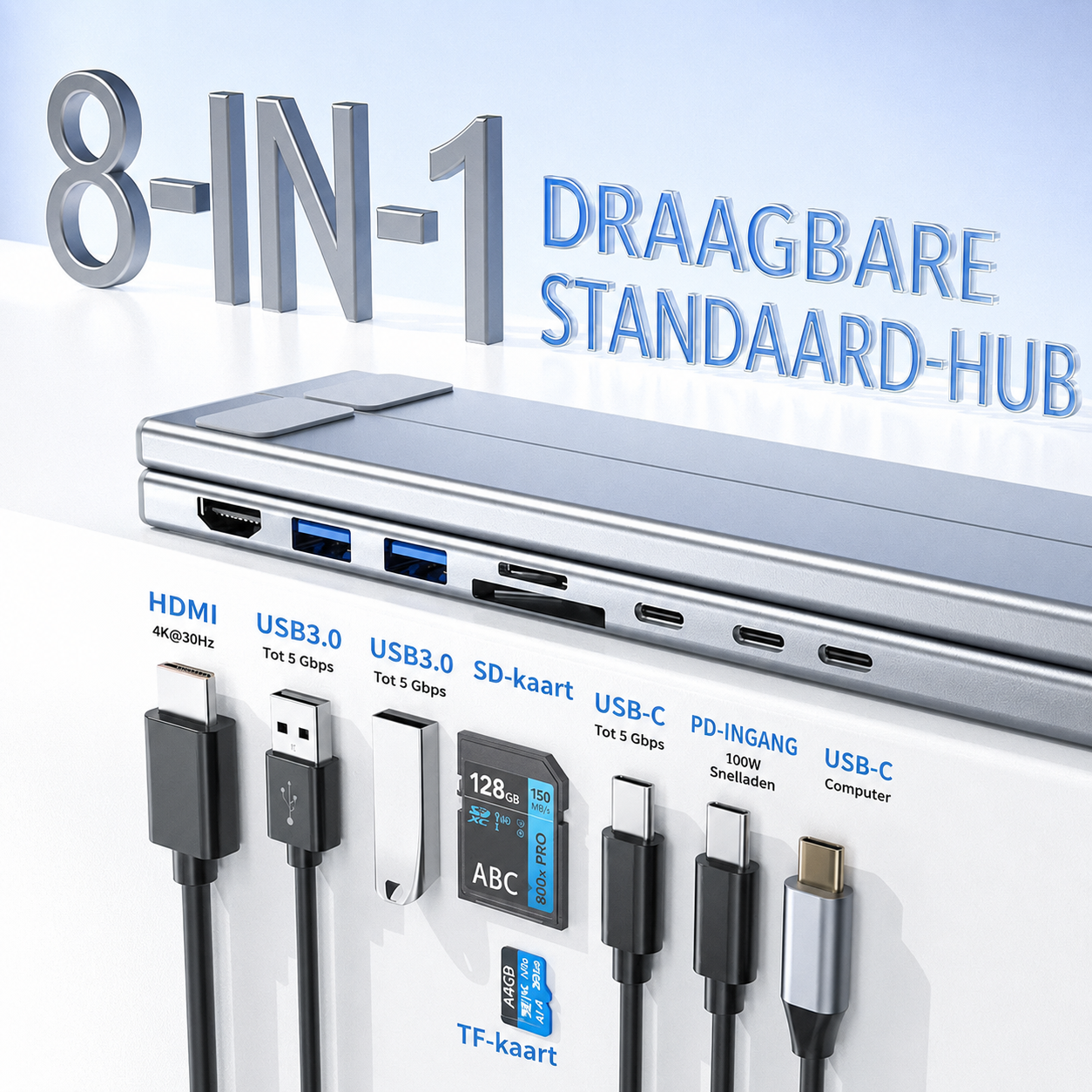 ConnectBase USB-C Dockingstation met Laptopstandaard en 4K HDMI