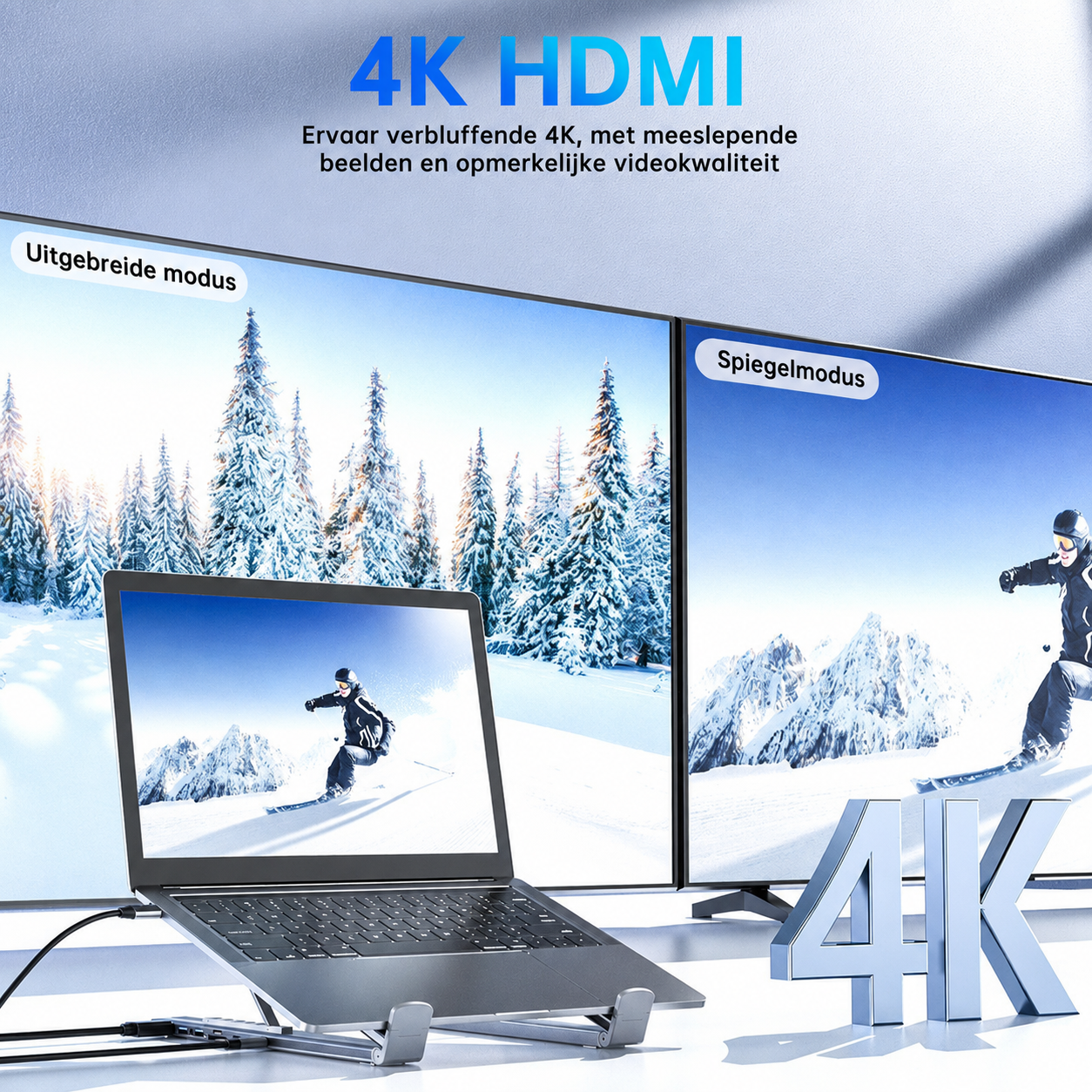 ConnectBase USB-C Dockingstation met Laptopstandaard en 4K HDMI
