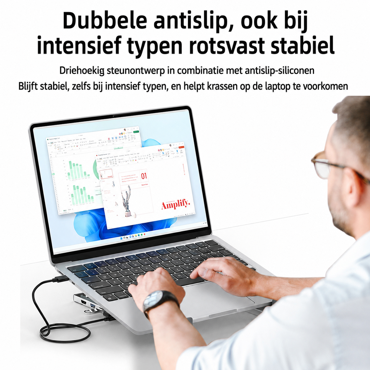 ConnectBase USB-C Dockingstation met Laptopstandaard en 4K HDMI