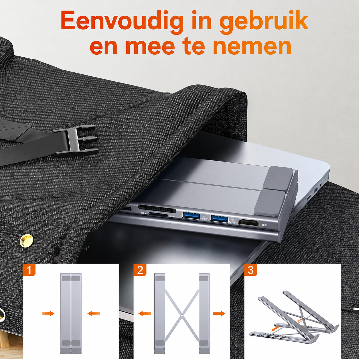 ConnectBase USB-C Dockingstation met Laptopstandaard en 4K HDMI
